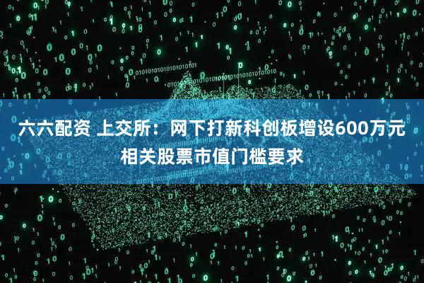 六六配资 上交所：网下打新科创板增设600万元相关股票市值门槛要求