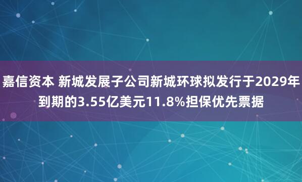 嘉信资本 新城发展子公司新城环球拟发行于2029年到期的3.55亿美元11.8%担保优先票据